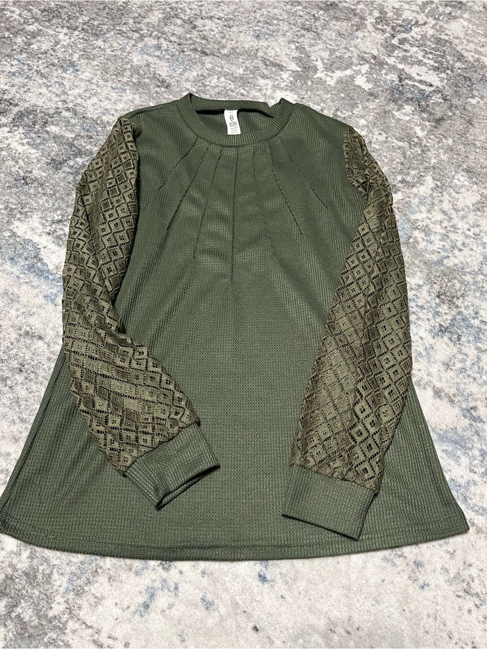 Olive Green Lace-Sleeve Women's Top